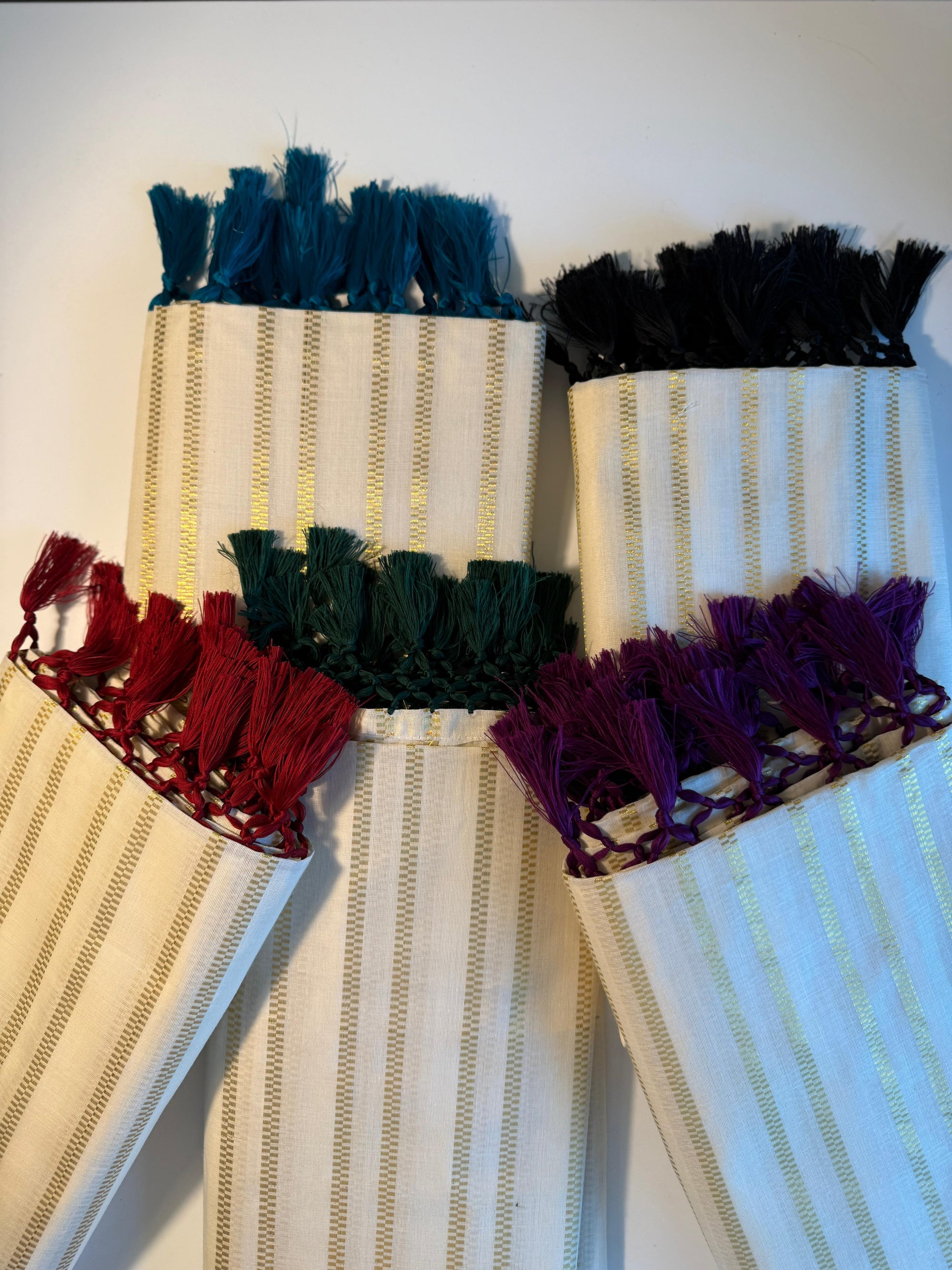 Stripes with Kunchalam
Maroon, Black, Green, Peacock, Purple
