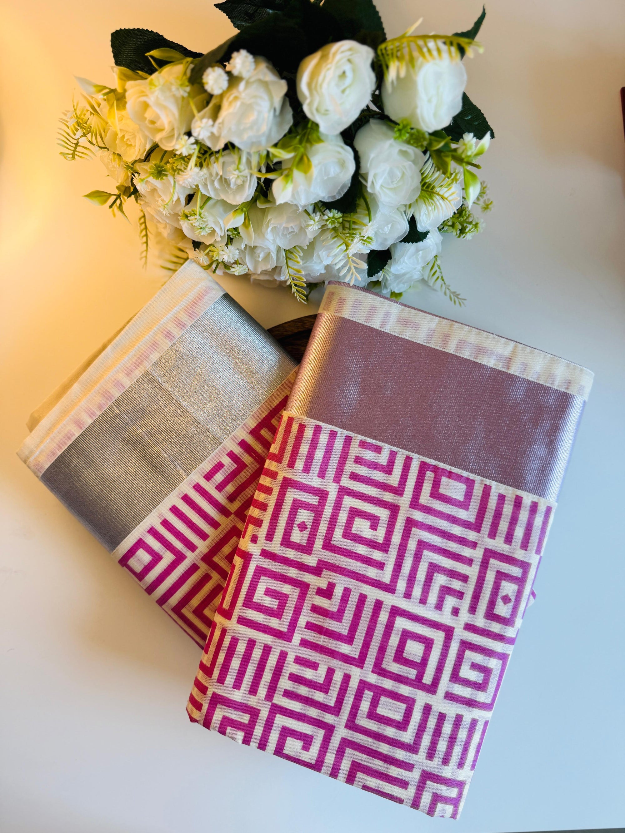 Pink geometric glam saree
