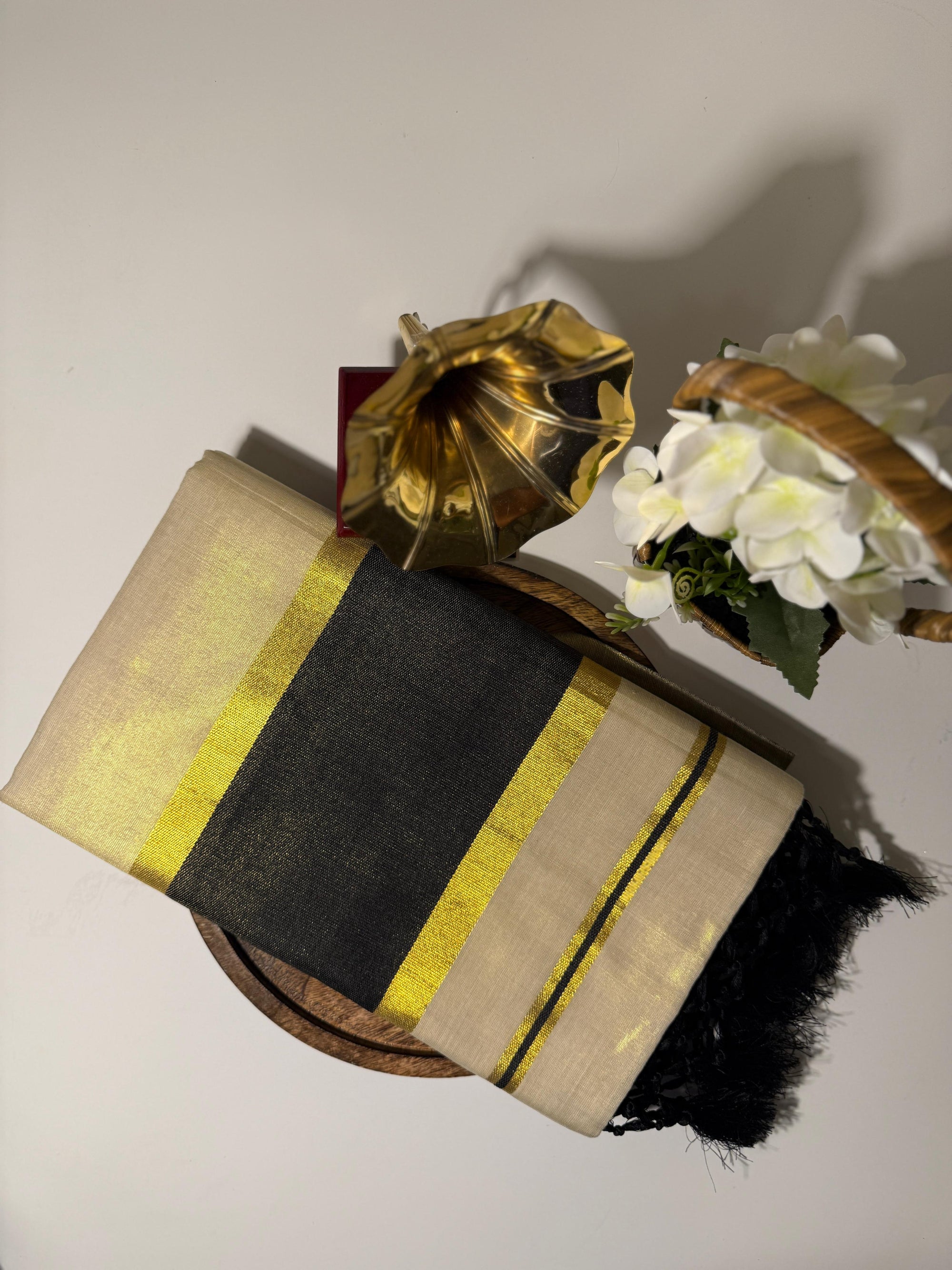 Black tissue 5 inch border with kunchalam
