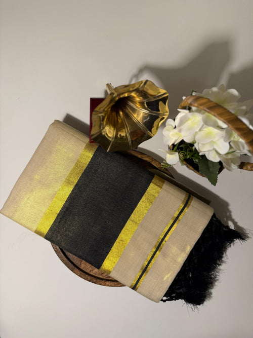 Black tissue 5 inch border with kunchalam